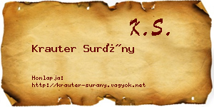 Krauter Surány névjegykártya